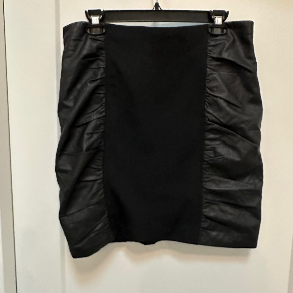 SAKS Fifth Avenue High waisted Black Leather Skirt